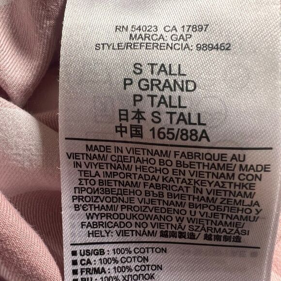 Gap Womens Western Long Sleeve Pink Check Button Down Shirt Sz S Tall - Picture 11 of 12